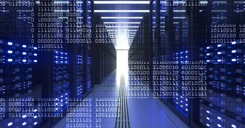 Data Center Computer Racks In Network Security Server Room Cryptocurrency ... 写真素材