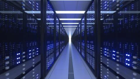 Data Center Computer Racks In Network Security Server Room Cryptocurrency M.. Stock Photos