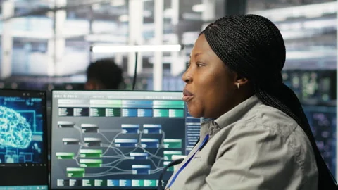Data center computer scientist using AI deep learning model Stock Footage 307330574