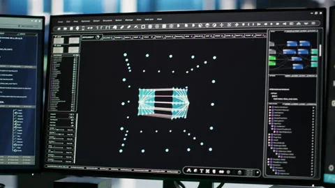 Data center computer systems controlling network resources, closeup Stock Footage 307023143