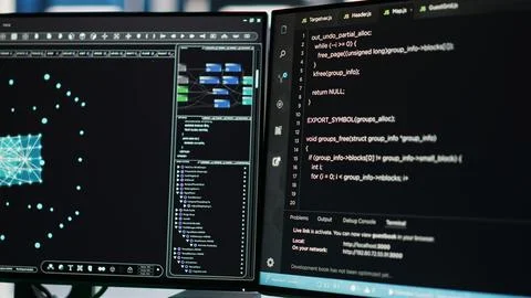 Data center computer systems controlling network resources, closeup Stock Photos