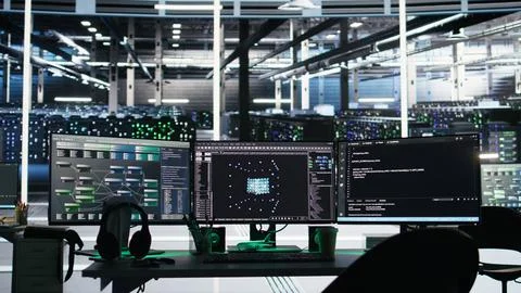 Data center computer systems controlling network resources Stock Photos