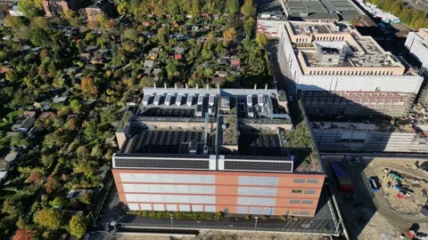 Data center, computing, hyperscaler servers. Perfect aerial view flight drone Video stock 319657218