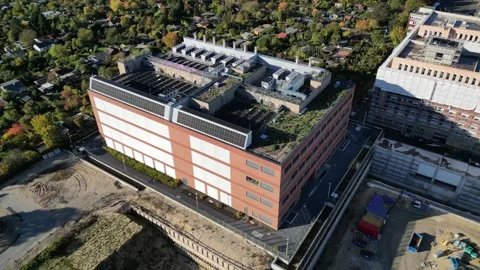 Data center, computing, hyperscaler servers. Beautiful aerial view flight drone Video stock 319657265