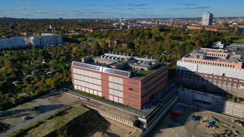 Data center, computing, hyperscaler servers. Amazing aerial view flight drone Video stock 319657323