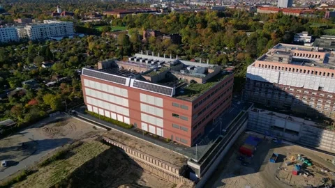 Data center, computing, hyperscaler servers. Gorgeous aerial view flight drone Video stock 319657429