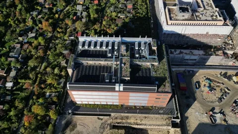 Data center, computing, hyperscaler servers. Lovely aerial view flight drone Stock Footage 319657482