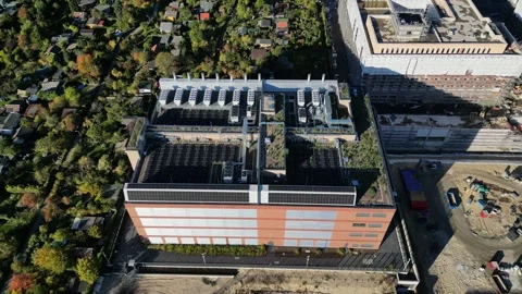 Data center, computing, hyperscaler servers. Magic aerial view flight drone Video stock 319657710