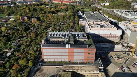 Data center, computing, hyperscaler servers. Fabulous aerial view flight drone Stock Footage 319657795