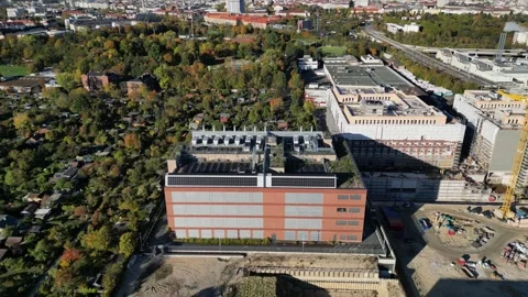 Data center, computing, hyperscaler servers. Majestic aerial view flight drone Video stock 319657846