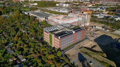 Data center, computing, hyperscaler servers. Perfect aerial view flight drone Stock Footage 319828306