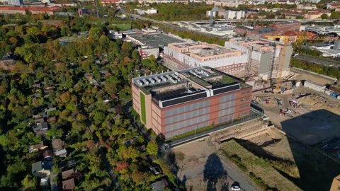 Data center, computing, hyperscaler servers. Nice aerial view flight drone Video stock 319830303