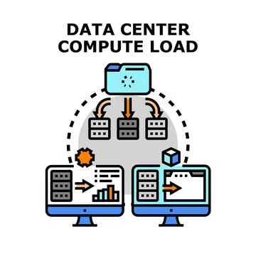 Data center computing load management concept Stock Illustration