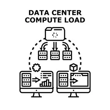 Data center computing load management concept Stock Illustration