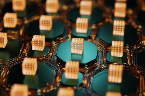 Data center concept. Blockchain technology. The concept of a quantum comput.. イラスト素材