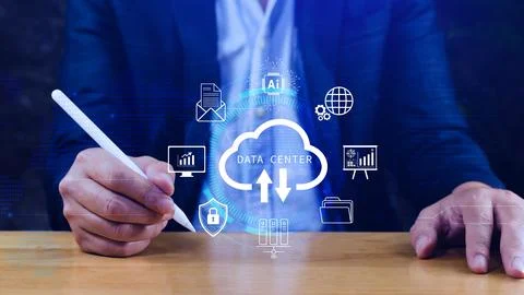 Data center concept. Digital technology, data processing and engineering, c.. 스톡 사진