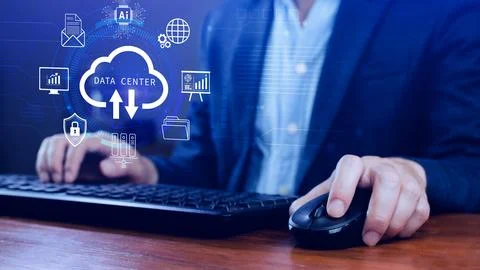 Data center concept. Digital technology, data processing and engineering, c.. Stock Photos