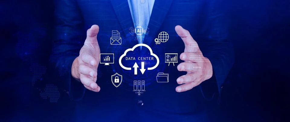 Data center concept. Digital technology, data processing and engineering, c.. Stock Photos