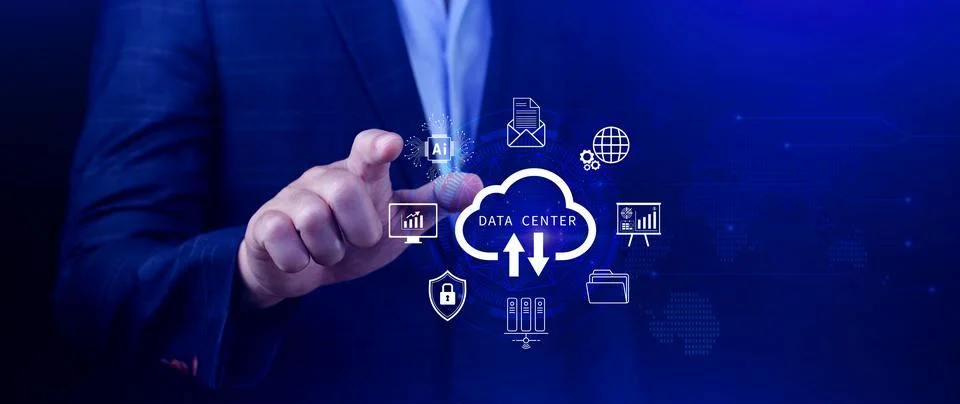 Data center concept. Digital technology, data processing and engineering, c.. Stock Photos
