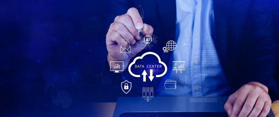 Data center concept. Digital technology, data processing and engineering, c.. Stock Photos