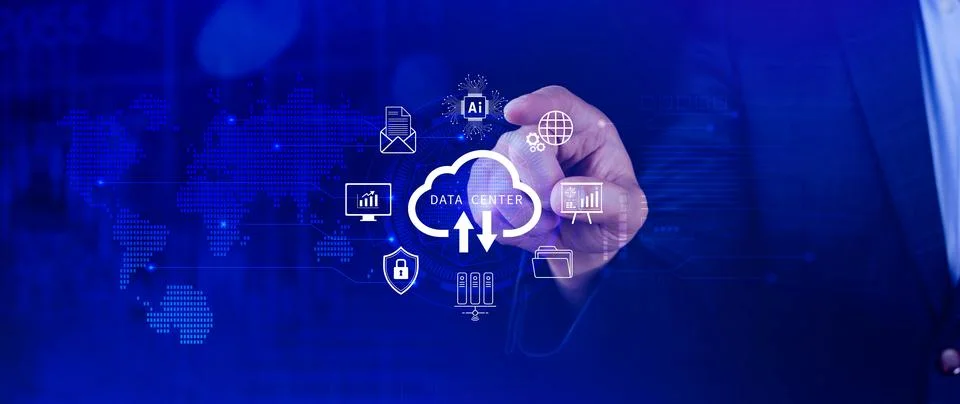 Data center concept. Digital technology, data processing and engineering, c.. Stock Photos