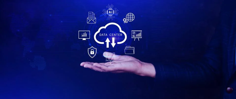 Data center concept. Digital technology, data processing and engineering, c.. Stock Photos
