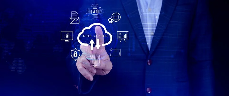 Data center concept. Digital technology, data processing and engineering, c.. Stock Photos