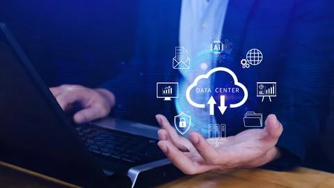 Data center concept. Digital technology, data processing and engineering, c.. Stock Photos