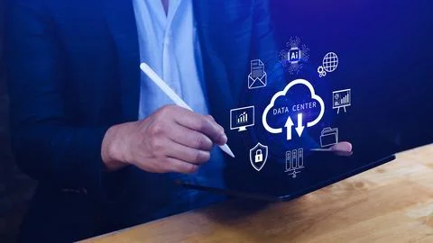 Data center concept. Digital technology, data processing and engineering, c.. Stock Photos