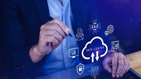 Data center concept. Digital technology, data processing and engineering, c.. Stock Photos