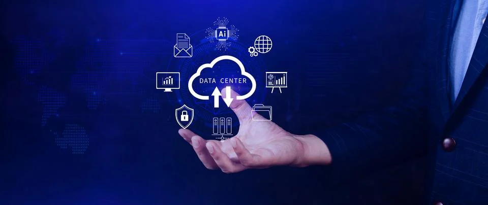 Data center concept. Digital technology, data processing and engineering, c.. Stock Photos