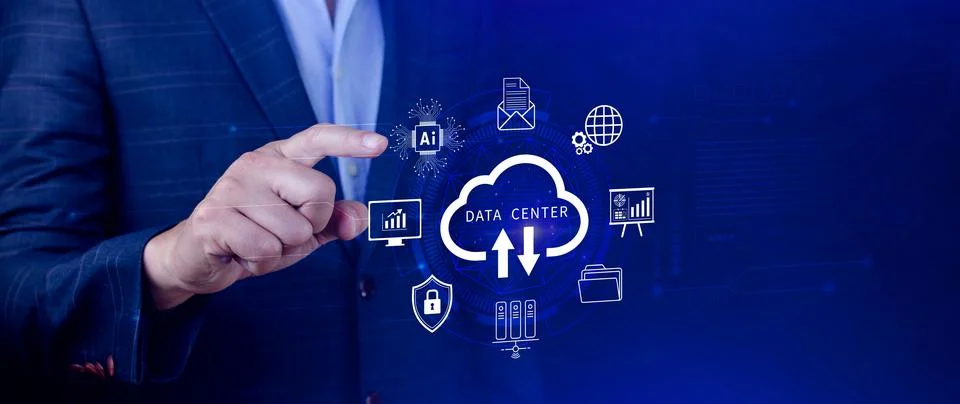 Data center concept. Digital technology, data processing and engineering, c.. Stock Photos