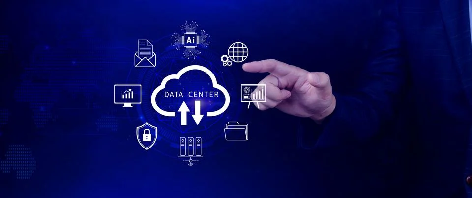 Data center concept. Digital technology, data processing and engineering, c.. Stock Photos