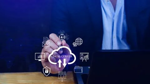 Data center concept. Digital technology, data processing and engineering, c.. Stock Photos