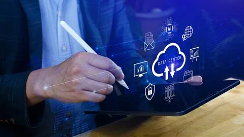 Data center concept. Digital technology, data processing and engineering, c.. Stock Photos