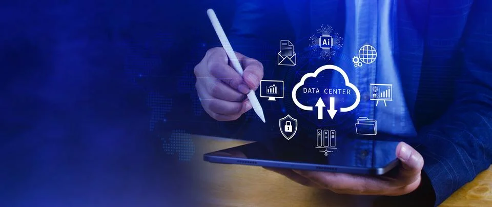 Data center concept. Digital technology, data processing and engineering, c.. Stock Photos
