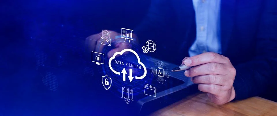 Data center concept. Digital technology, data processing and engineering, c.. 스톡 사진