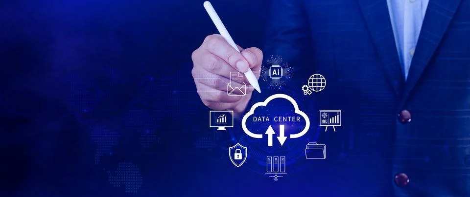 Data center concept. Digital technology, data processing and engineering, c.. Stock Photos