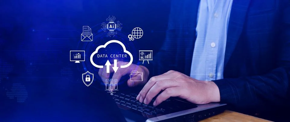 Data center concept. Digital technology, data processing and engineering, c.. Stock Photos