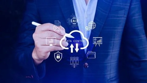 Data center concept. Digital technology, data processing and engineering, c.. Stock Photos