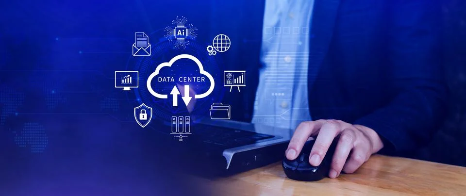 Data center concept. Digital technology, data processing and engineering, c.. 스톡 사진