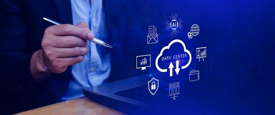 Data center concept. Digital technology, data processing and engineering, c.. Stock Photos