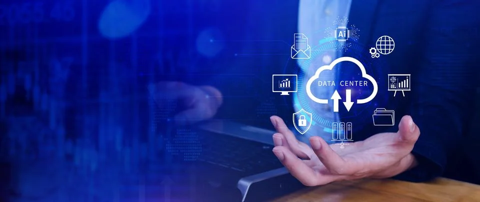 Data center concept. Digital technology, data processing and engineering, c.. Stock Photos
