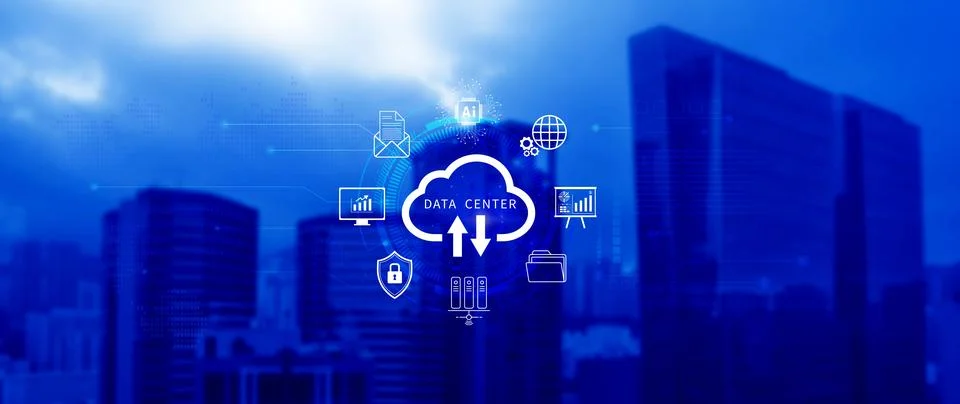 Data center concept. Digital technology, data processing and engineering, c.. 스톡 사진