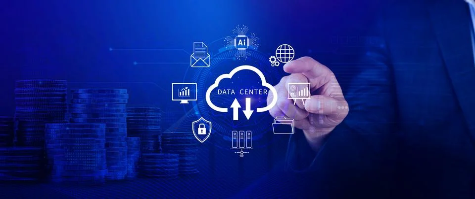 Data center concept. Digital technology, data processing and engineering, c.. Stock Photos