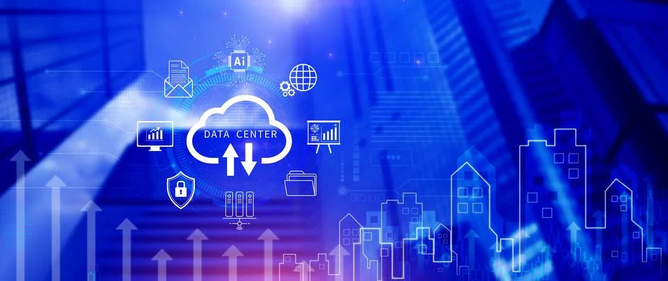 Data center concept. Digital technology, data processing and engineering, c.. Stock Photos