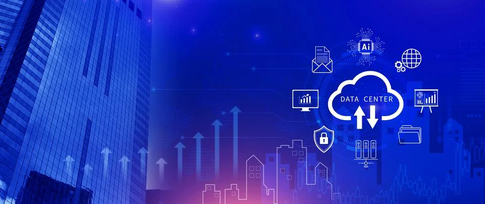 Data center concept. Digital technology, data processing and engineering, c.. Stock Photos