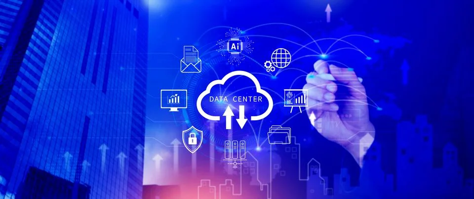 Data center concept. Digital technology, data processing and engineering, c.. 스톡 사진