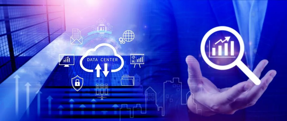 Data center concept. Digital technology, data processing and engineering, c.. Stock Photos