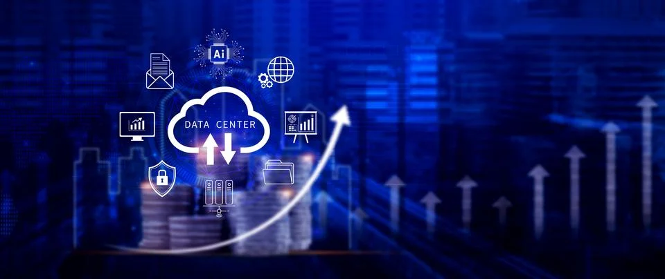 Data center concept. Digital technology, data processing and engineering, c.. Stock Photos